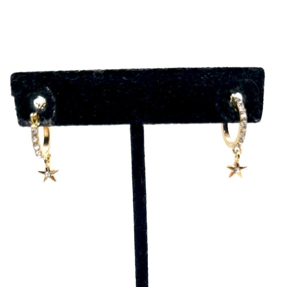 Mini Hoop With Dangling Star decor In Gold Tone and Rhinestone